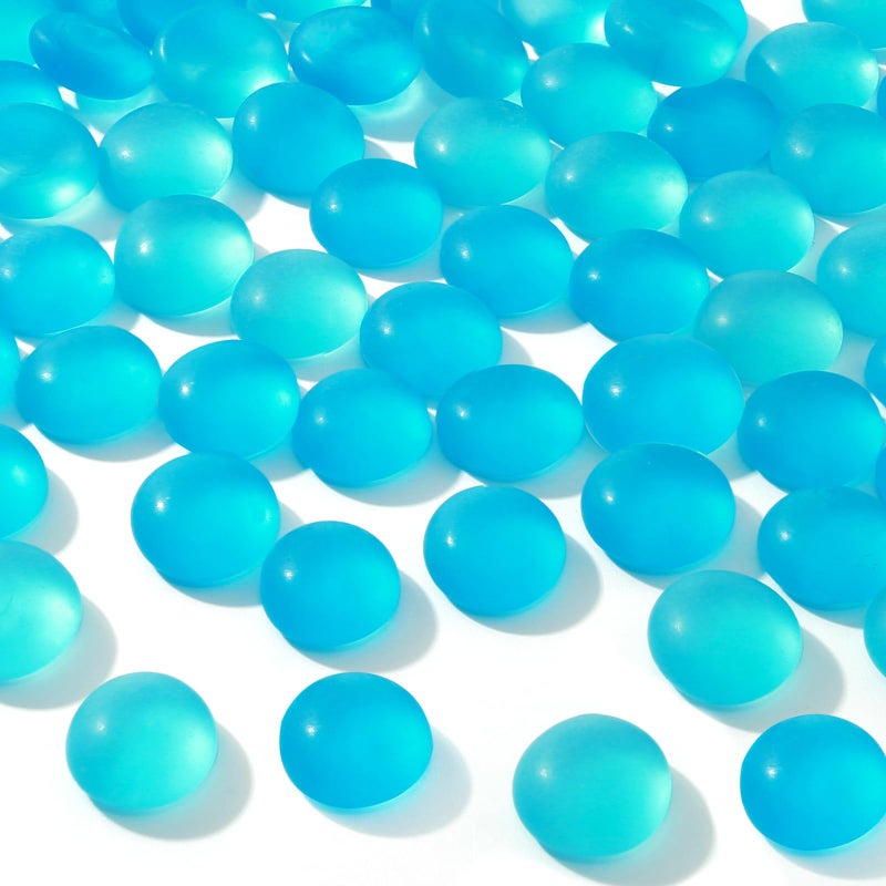 FuturePlusX FUTUREPLUS 1LB Frosted Flat Marbles, Blue Glass Pebbles Beads Vase Fillers Decorative Fish Tank Aquarium Rocks for Centerpieces Table Decor - Image 1