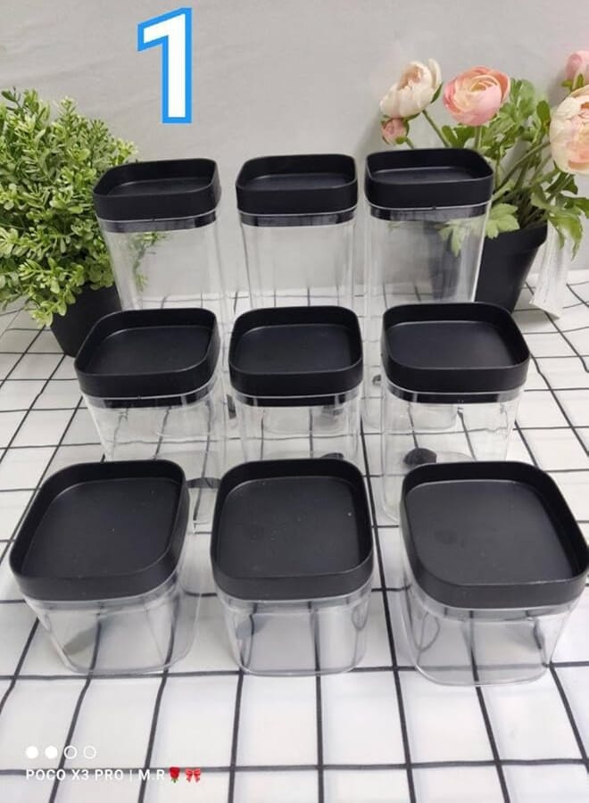 9pcs acrylic Cereal and legumes jar set different sizes