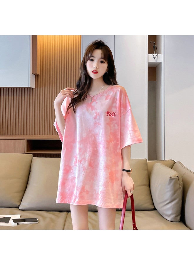 Jeanswest Tie-Dye Women'S T-Shirt, Fashionable Texture, Lazy Short-Sleeve, Loose And Slimming Mid-Length Top, In An Instagram Style - Image 4