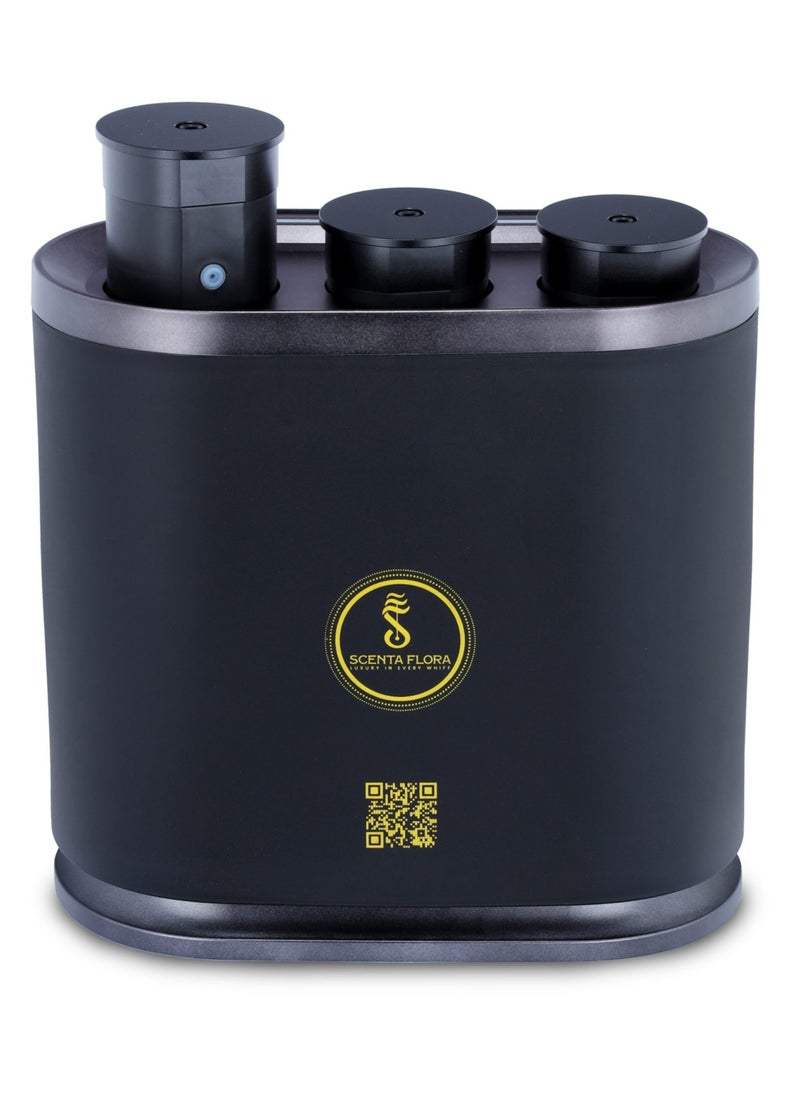 سينتا فلورا SCENT TRINITY - موزع عطور بثلاث رؤوس رذاذ، يتحكم فيه بالتطبيق، استكشف 3 روائح مميزة (أسود)  - Image 1
