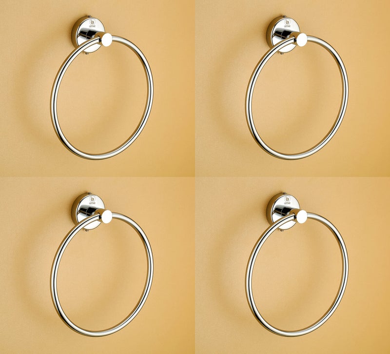 iSTAR Stainless Steel 304 Grade Chrome Finished Round Ring/Towel Ring/Napkin Holder/Towel Hanger (Pack of 4) - Image 1