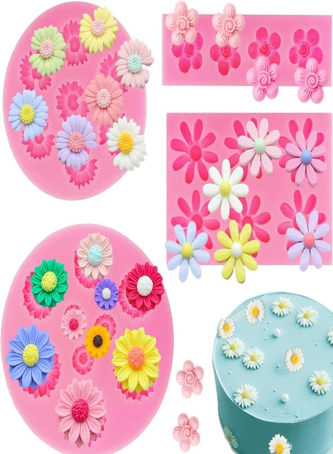 aoukoslt Pink Daisy Flower Silicone Molds Chrysanthemum Silicone Molds Small Flower Shapes Fondant Cake Chocolate Molds Polymer Clay Resin Mold for Cake Decoration Candy DIY Craft Ice Cube Soap Wax Making - Image 4