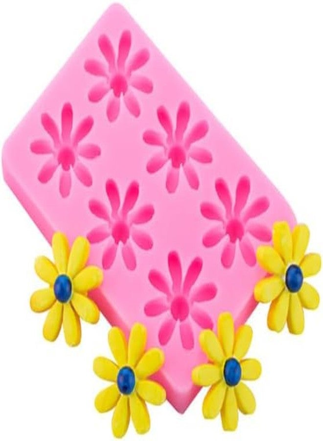 aoukoslt Pink Daisy Flower Silicone Molds Chrysanthemum Silicone Molds Small Flower Shapes Fondant Cake Chocolate Molds Polymer Clay Resin Mold for Cake Decoration Candy DIY Craft Ice Cube Soap Wax Making - Image 1