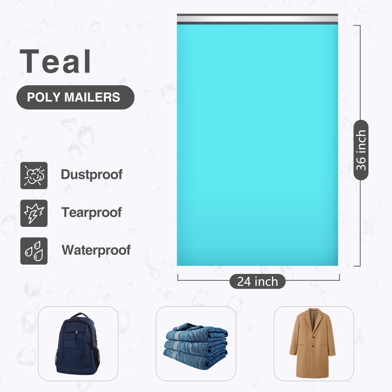 UCGOU 24x36 Teal Large Poly Mailers Shipping Bags 50 Pcs Waterproof Tearproof Bulk Poly Bags for Shipping Poly Mailers for Clothes Mailing Bags for Small Business - Image 2