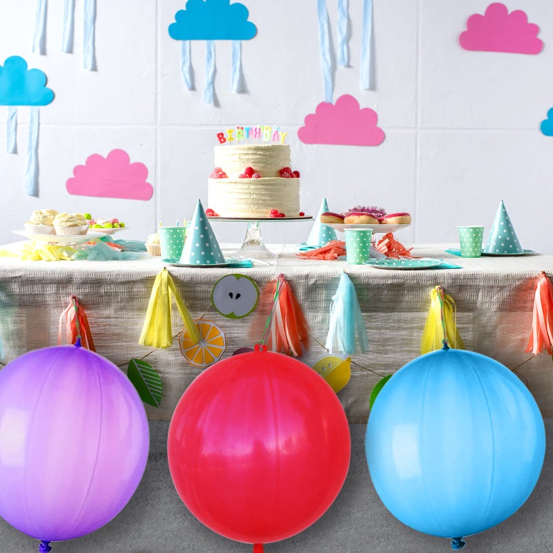 LEEZZIZZ 30Pcs Punch Balloons, Thickened Neon Punching Balloon Heavy Duty Party Favors for Kids with Rubber Band Handle, Bouncy Balls for Birthday Weddings Goodie Bag Stuffer Supply - Image 4