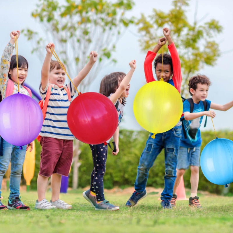 LEEZZIZZ 30Pcs Punch Balloons, Thickened Neon Punching Balloon Heavy Duty Party Favors for Kids with Rubber Band Handle, Bouncy Balls for Birthday Weddings Goodie Bag Stuffer Supply - Image 5