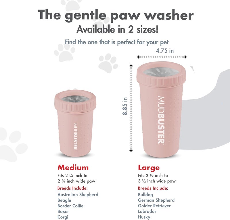 Dexas MudBuster Large Dog Paw Cleaner in Blush, Portable Paw Washer for Muddy Paws, Dog Foot Cleaning Cup with Gentle Silicone Bristles, Quick Clean Pet Paw Washer - Image 3
