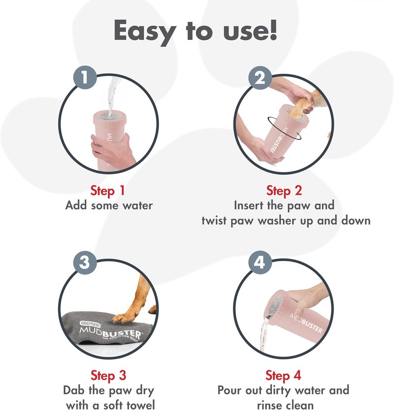 Dexas MudBuster Large Dog Paw Cleaner in Blush, Portable Paw Washer for Muddy Paws, Dog Foot Cleaning Cup with Gentle Silicone Bristles, Quick Clean Pet Paw Washer - Image 4