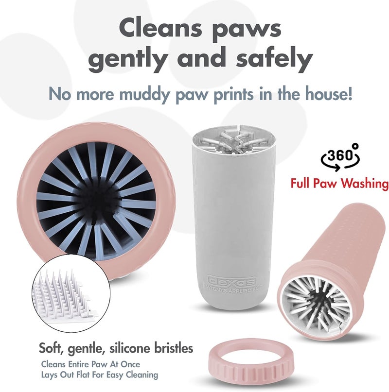 Dexas MudBuster Large Dog Paw Cleaner in Blush, Portable Paw Washer for Muddy Paws, Dog Foot Cleaning Cup with Gentle Silicone Bristles, Quick Clean Pet Paw Washer - Image 2