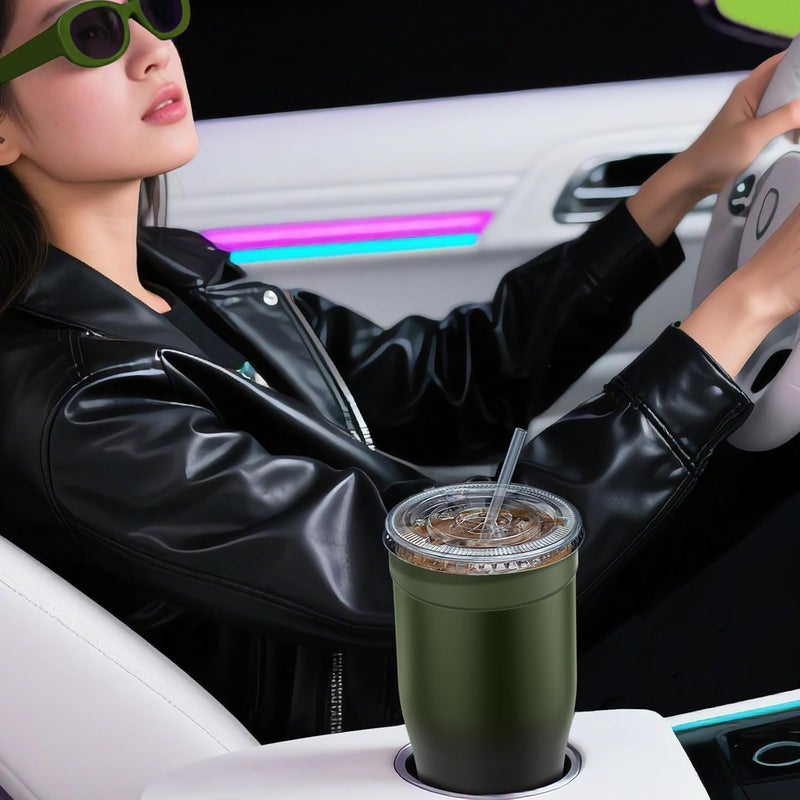 Niceyos Universal Iced Coffee Sleeve - Upgraded Double Wall Reusable Stainless Steel Holder Sleeves Insulator for Cold Drinks Fits Starbucks Dunkin Donuts McDonalds Small Medium Large Cup (Black Forest) - Image 5
