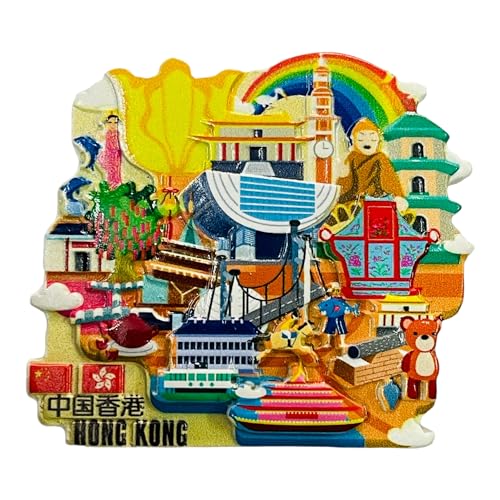 Krisah Fridge Magnet Resin 4D Countries Magnet Gift Souvenir Travel Magnets (Multi Hongkong) - Image 1