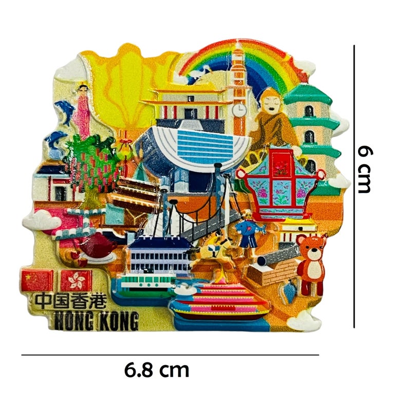 Krisah Fridge Magnet Resin 4D Countries Magnet Gift Souvenir Travel Magnets (Multi Hongkong) - Image 2