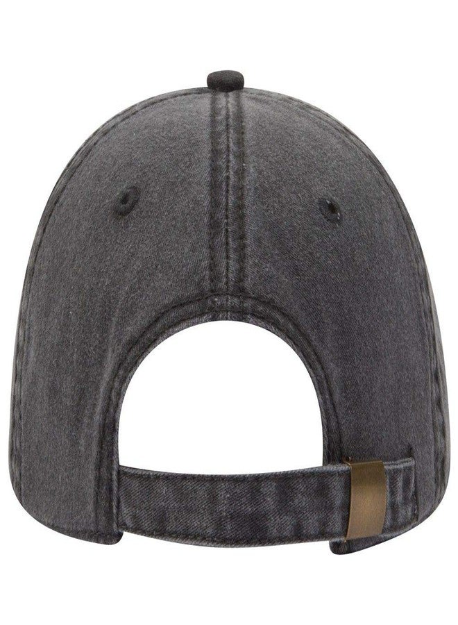 Otto 6 Panel Low Profile Garment Washed Pigment Dyed Baseball Cap - Black OSFM - Image 2