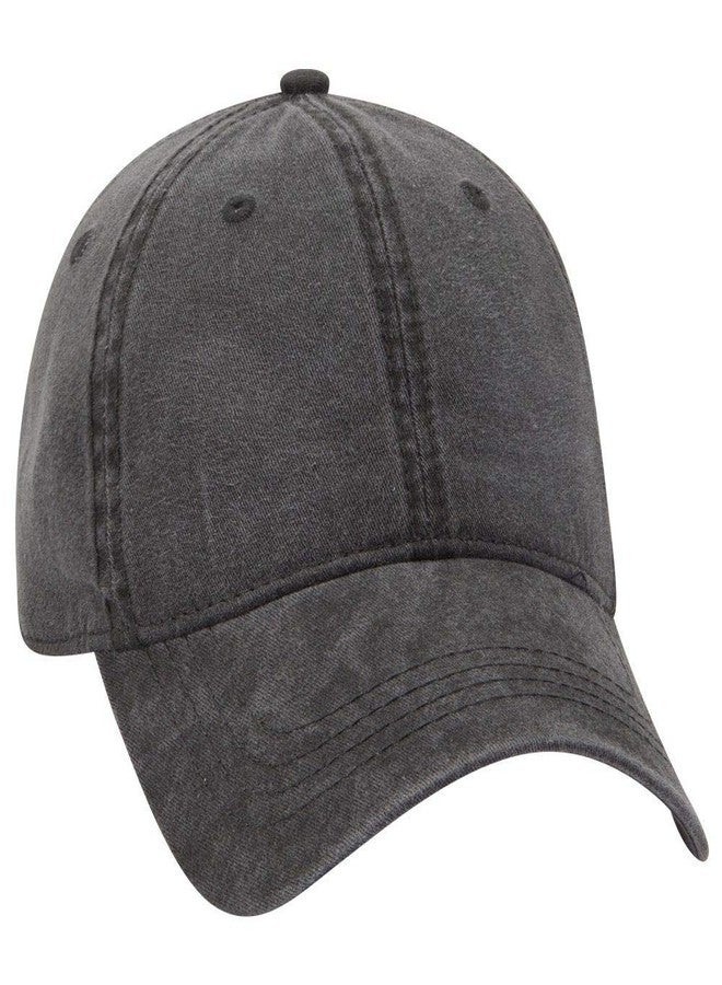 Otto 6 Panel Low Profile Garment Washed Pigment Dyed Baseball Cap - Black OSFM - Image 1