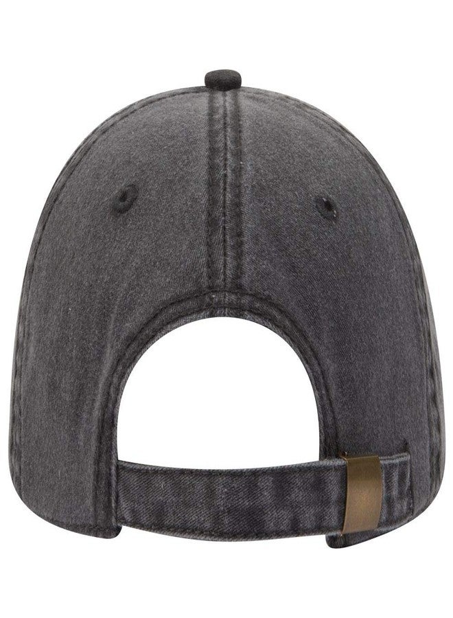 Otto 6 Panel Low Profile Garment Washed Pigment Dyed Baseball Cap - Black OSFM - Image 3