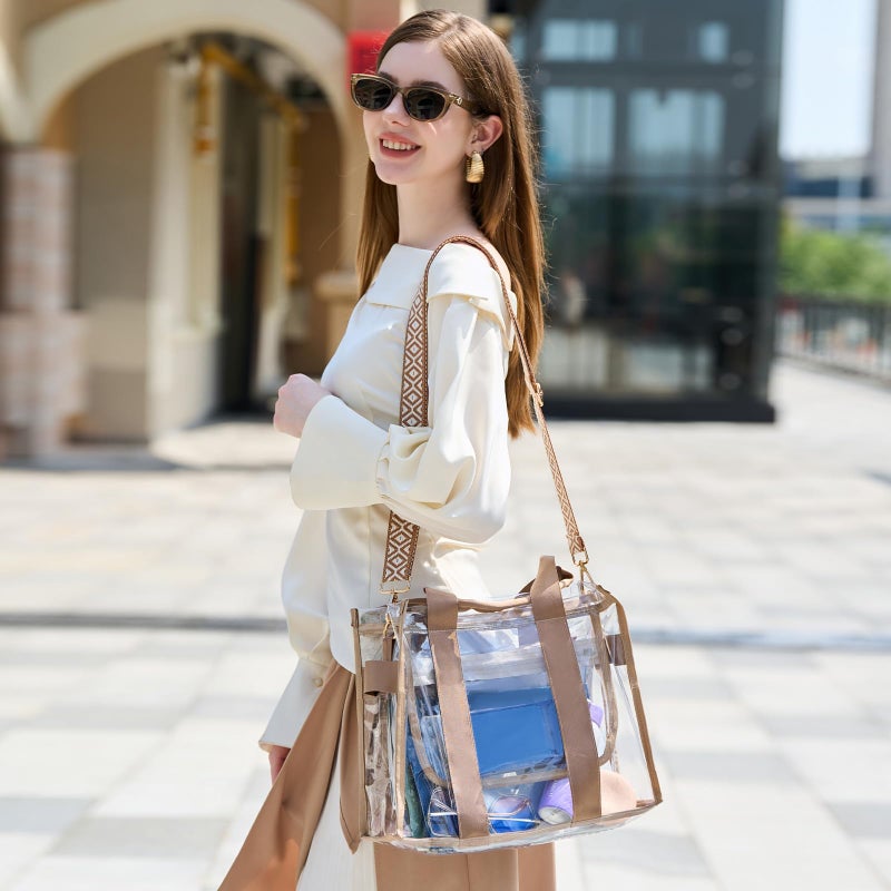 getgto Clear Bags for Women Tote Bag, Crossbody Bag, Stadium Approved Clear Purse for Sports Events, Concert, Work & Beach - Image 2