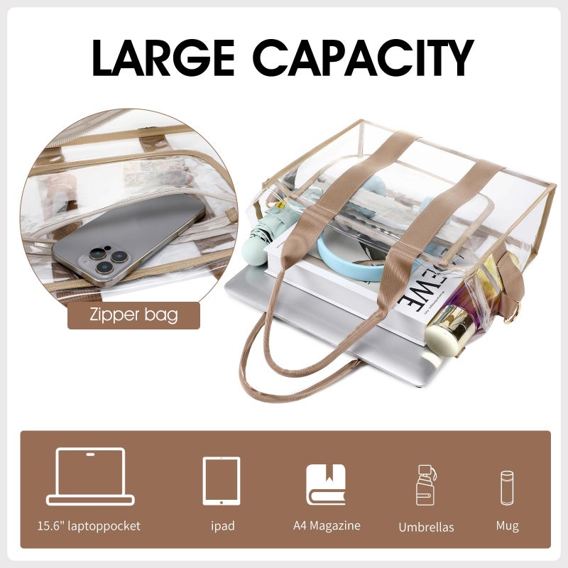getgto Clear Bags for Women Tote Bag, Crossbody Bag, Stadium Approved Clear Purse for Sports Events, Concert, Work & Beach - Image 3