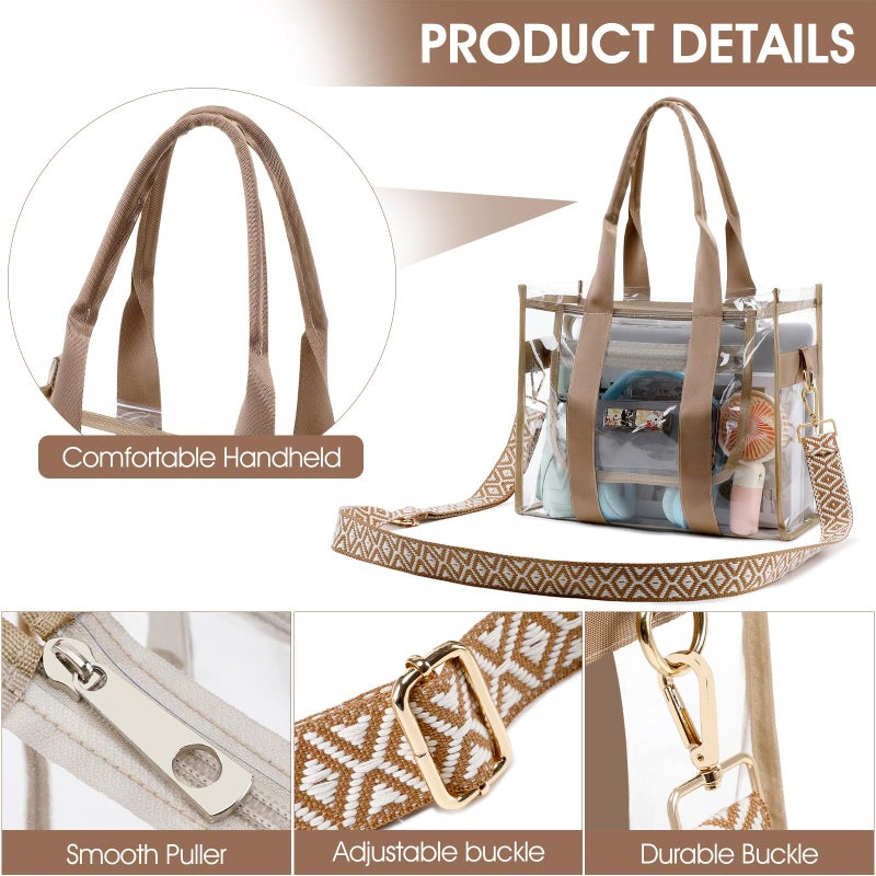 getgto Clear Bags for Women Tote Bag, Crossbody Bag, Stadium Approved Clear Purse for Sports Events, Concert, Work & Beach - Image 5