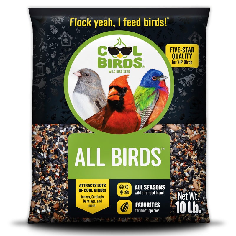 Cool Birds All Birds Wild Bird Seed - 10 lb. Classic Blend with Black Oil Sunflower, White Millet, Safflower, Peanuts & Sunflower Hearts - Balanced Bird Food for Outside Feeders - Image 1