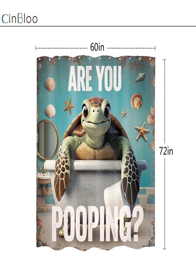 Cinbloo are You Pooping Turtle 60Wx72H Shower Curtain Funny Green Ocean Beach Seashell Starfish Humorous Words Child Retro Cute Cartoon Bathroom Curtain Set Modern Bath Bathroom Accessories Decor - Image 5