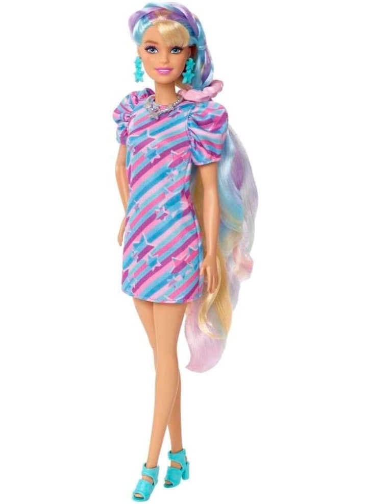 Barbie Totally Hair Star-Themed Doll, 8.5 inch Fantasy Hair, Dress, 15 Accessories, 3 & Up - Image 5