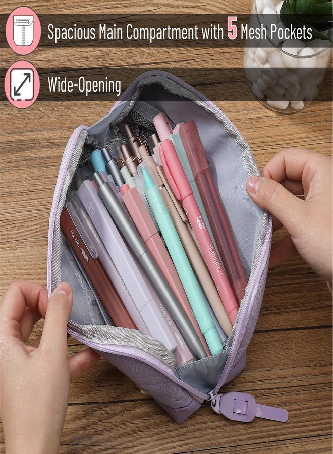 Mr. Pen Purple Pencil Case with 6 Compartments and Zipper Closure, Unisex Casual Pencil Pouch with Shoulder Strap - Image 3