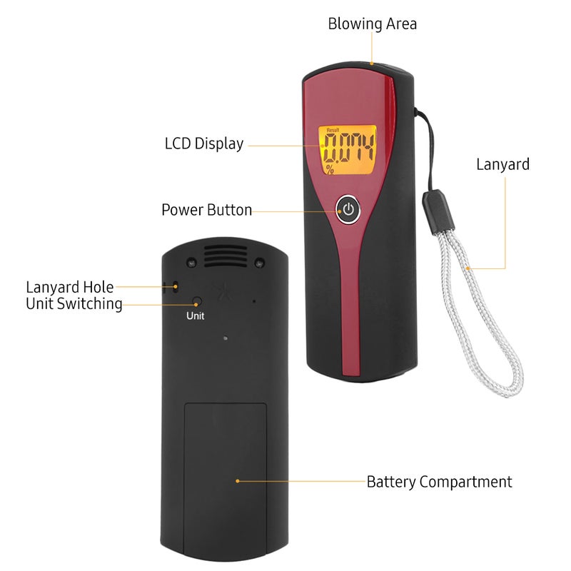 LCD Display Digital Breath Alcohol Tester Breathalyzer Non-contacting Blowing Alcohol Analyzer Meter Portable Alcohol Detector for Policeman Home Use - Image 4