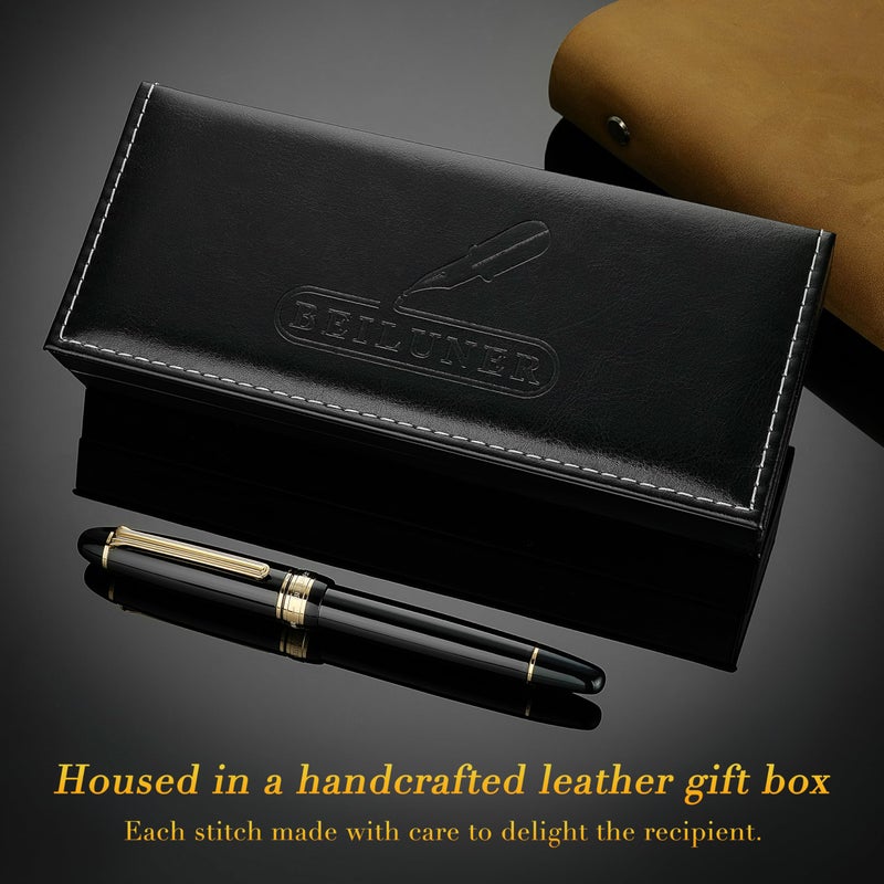 BEILUNER 319 Piano Black Lacquer Rollerball - Stunning Luxury Pen with 24K Gold, Heavy, Schneider Black Ink Refill, Best Gift Set for Men & Women, Professional, Executive Office, Fancy Classic Pens - Image 5