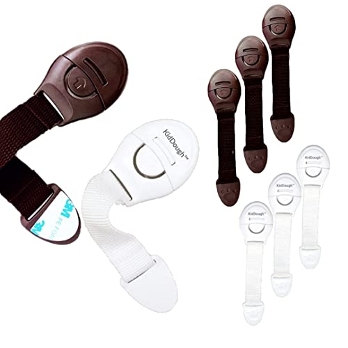 KidDough Furniture Safety Locks for Kids - Pack of 4 White + 4 Brown Locks, Child Safety Locks for Drawers, Cabinets, Fridge, Cupboard Lock, Strong and Adhesive Safety Locks - Image 1