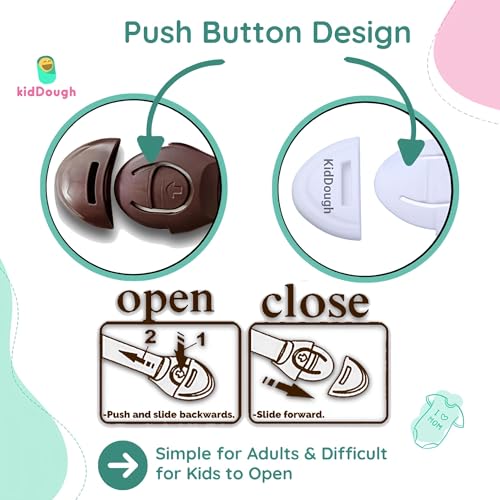 KidDough Furniture Safety Locks for Kids - Pack of 4 White + 4 Brown Locks, Child Safety Locks for Drawers, Cabinets, Fridge, Cupboard Lock, Strong and Adhesive Safety Locks - Image 4