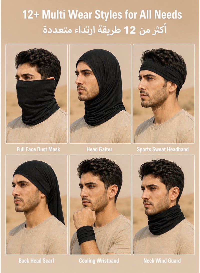 UPF 50+ Cooling Neck Gaiter, Water Sweat Activated Cooling Face Mask, 12 Styles Breathable Sun Cover, Unisex Bandana for Running Cycling Hiking Outdoor Work, Black - Image 5