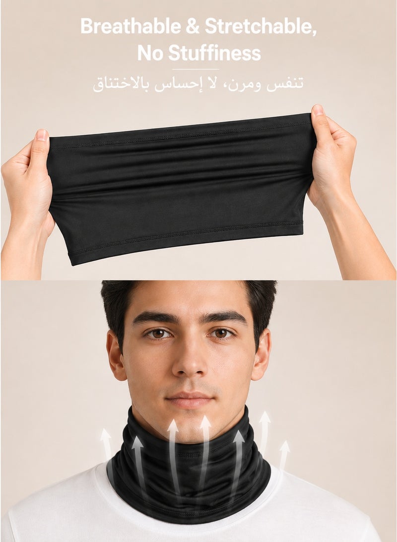 UPF 50+ Cooling Neck Gaiter, Water Sweat Activated Cooling Face Mask, 12 Styles Breathable Sun Cover, Unisex Bandana for Running Cycling Hiking Outdoor Work, Black - Image 4