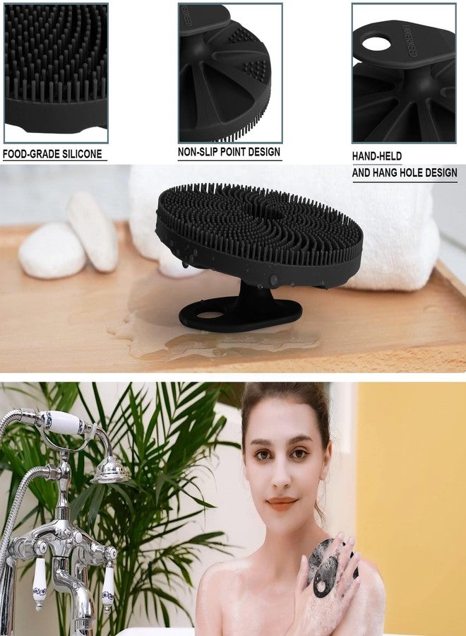 INNERNEED® More Hygienic Silicone Body Scrubber Exfoliating & Massaging Shower Brush, Bathing Tool, for All Skin Types, Lathers Well, Longer Service Life (Black+Gray) - Image 3