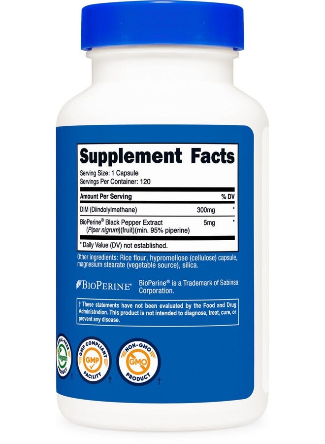 نيوتريكوست ديم (داييندوليل ميثان) بالإضافة إلى بيوبيرين ٣٠٠ ملغ، ١٢٠ كبسولة نباتية - إمداد لمدة تصل إلى ٤ أشهر، مكمل غذائي ديم ذو قوة قصوى - Image 5