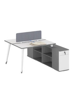 Neo Front Round Workstation Desk: Face-to-Face MDF Computer Table with Side Drawer for Office Use Stylish and Functional Meeting Table 1.2m x 2m  TC-6114-D