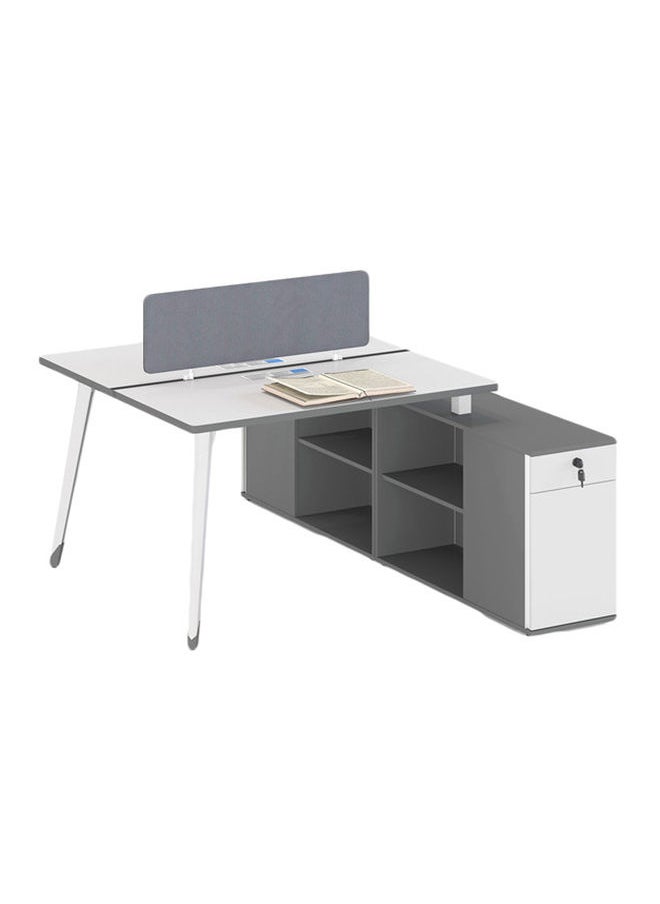 Neo Front - Neo Front Round Workstation Desk: Face-to-Face MDF Computer Table with Side Drawer for Office Use Stylish and Functional Meeting Table 1.2m x 2m  TC-6114-D - Image 1