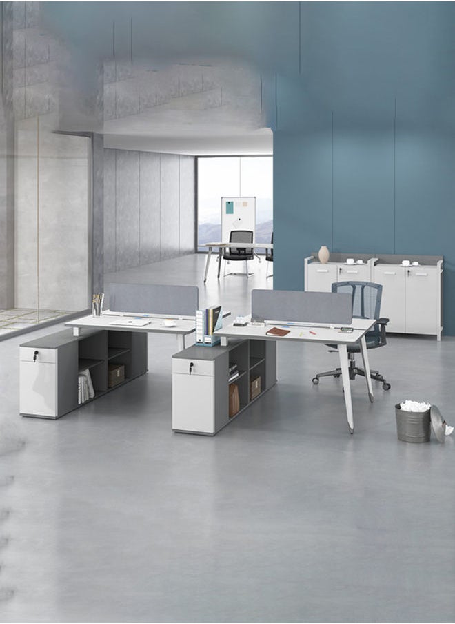 Neo Front - Neo Front Round Workstation Desk: Face-to-Face MDF Computer Table with Side Drawer for Office Use Stylish and Functional Meeting Table 1.2m x 2m  TC-6114-D - Image 1