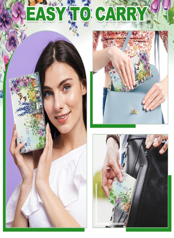 ReliThick 7" x 6.5" 2026-2027 Pocket Calendar for Purse Small Monthly Planner Notebook PVC Cover Pocket Calendar Notepads Appreciation Present Gift for Women Mom Friends Teacher(Watercolor Garden) - Image 3