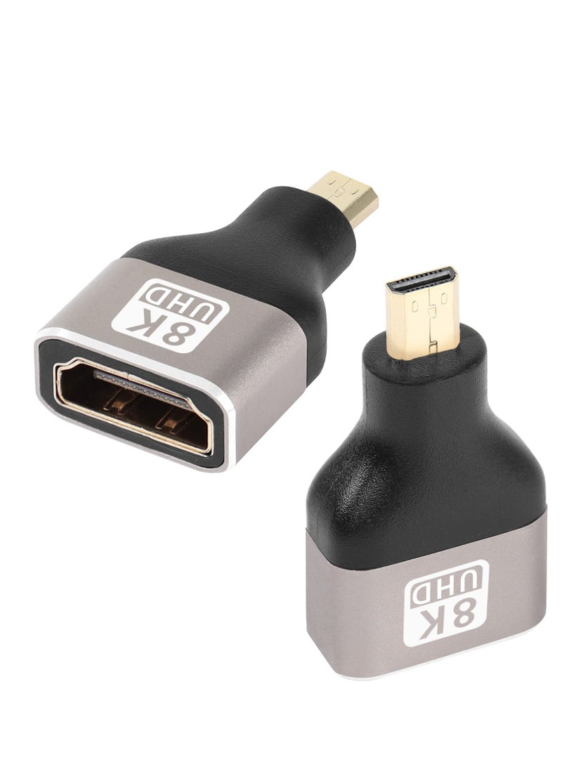 Excefore 2 Pack 8k Micro HDMI to HDMI Adapter, Micro HDMI Male to HDMI A Female, Standard Micro HDMI Adapter 2.1 Version, Support 8K@60Hz/4K@120Hz HDR ARC, Compatible for Camera, DSLR, Tablet - Image 1