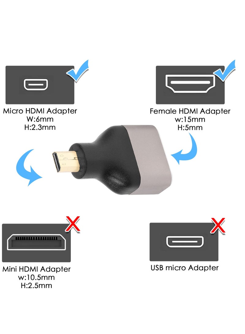 Excefore 2 Pack 8k Micro HDMI to HDMI Adapter, Micro HDMI Male to HDMI A Female, Standard Micro HDMI Adapter 2.1 Version, Support 8K@60Hz/4K@120Hz HDR ARC, Compatible for Camera, DSLR, Tablet - Image 3