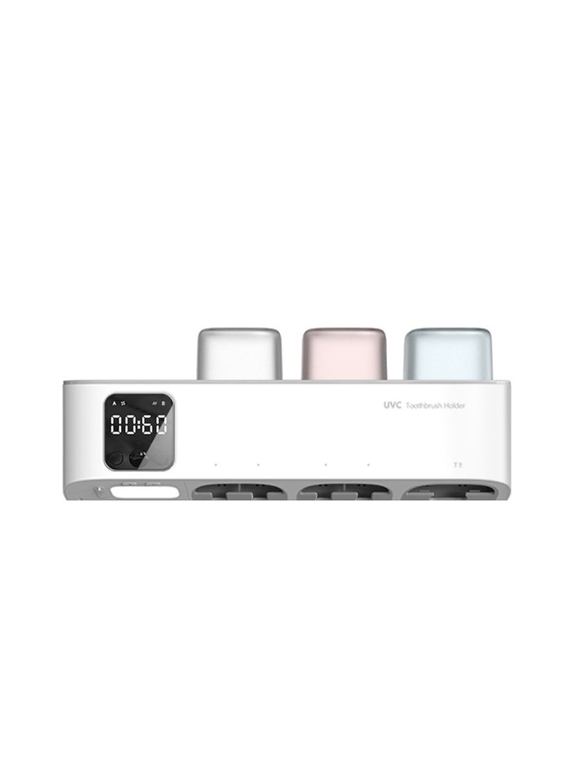 SYOSI Toothbrush Holder for Bathroom, 3 Cups and 5 Slots, Intelligent Sensor Stop, Night Light, Automatic Timer Drying, Fits All Toothbrushes, Sanitizer and Holder  - Image 2