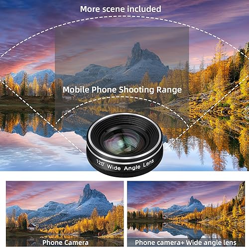 Godefa Phone Camera Lens, Godefa 3 in 1 Phone Lens kit-205° Fisheye Lens + Macro Lens + 120° Wide Angle Lens,Clip on Cell Phone Camera Lens Kits Compatible with iPhone,Most Smartphones - Image 3