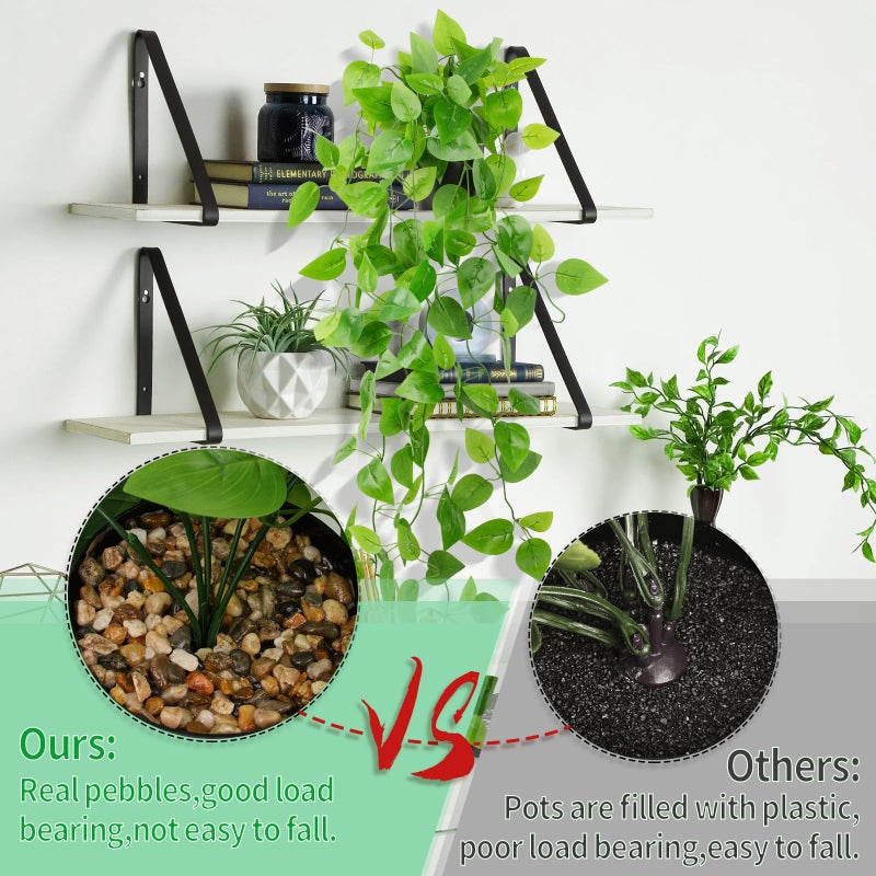 LOYWREE Small Fake Hanging Plant Artificial Potted Plants for Indoor Outdoor Aesthetic - 39in Realistic Faux Hanging Pothos with Ivy Vine for Shelf Decor in Home Office Gardens Greenery (Black Pot) - Image 3