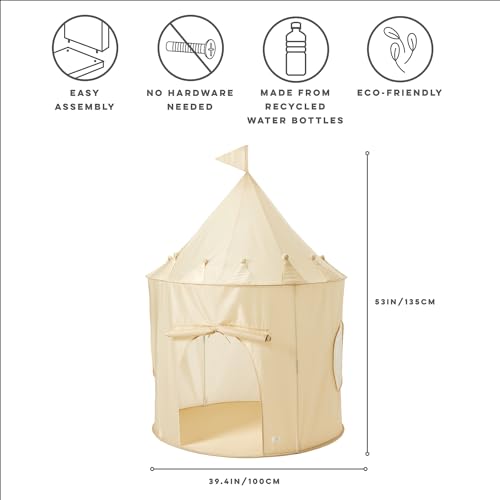 3 Sprouts Kids Play Tent - Sustainable Recycled Fabric – Fun Spacious Childs Playhouse for Indoor Games for Boys & Girls - Durable Fort Pop Up House for Toddlers & Children Age 3-10 - Beige - Image 2