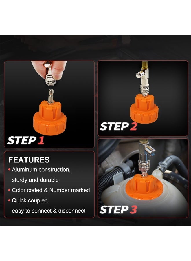 ديفاونز DEFAONS طقم اختبار ضغط المبرد (14 قطعة) 0–35 PSI – مجموعة أدوات كشف تسرب نظام التبريد للسيارات (الموديل 4882) - Image 4