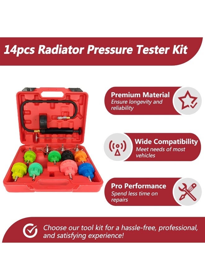 ديفاونز DEFAONS طقم اختبار ضغط المبرد (14 قطعة) 0–35 PSI – مجموعة أدوات كشف تسرب نظام التبريد للسيارات (الموديل 4882) - Image 5