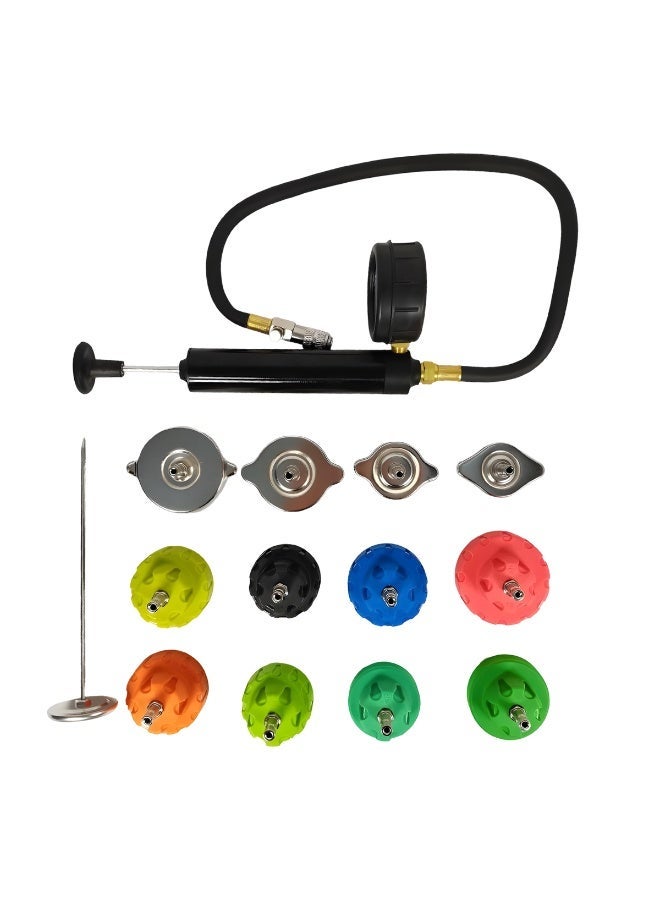 ديفاونز DEFAONS طقم اختبار ضغط المبرد (14 قطعة) 0–35 PSI – مجموعة أدوات كشف تسرب نظام التبريد للسيارات (الموديل 4882) - Image 2
