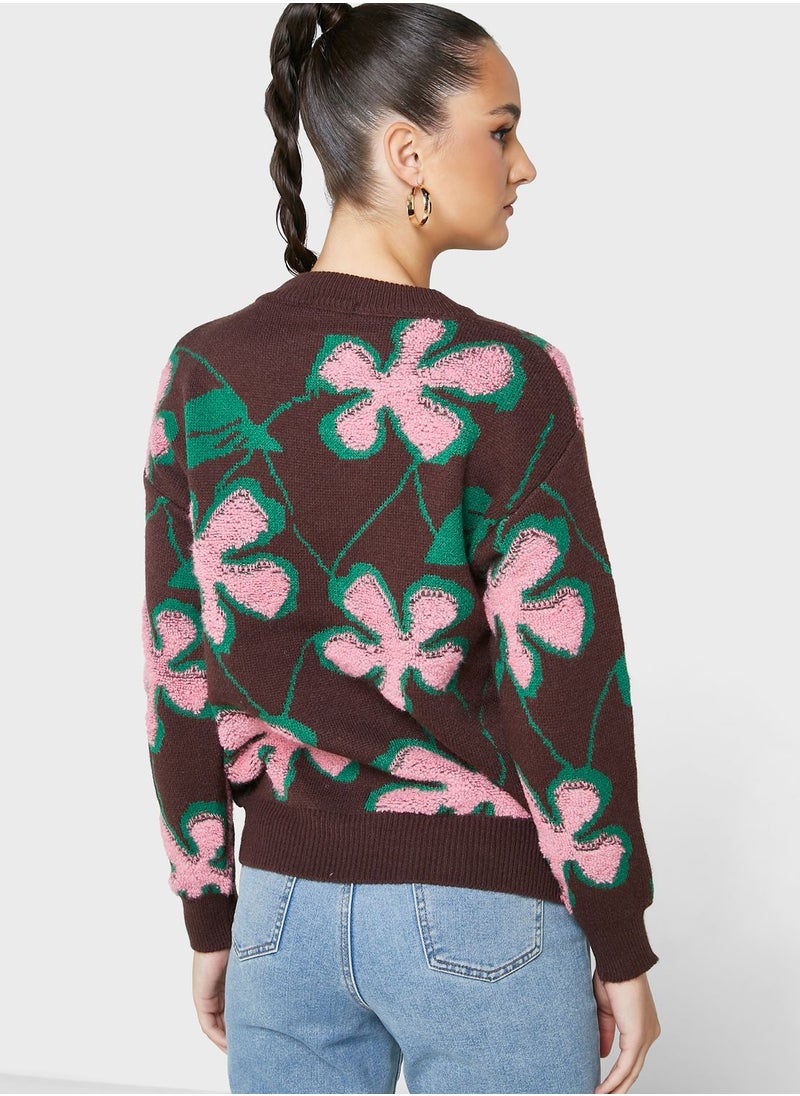 ELLA - Floral Intarsia Sweater - Image 1