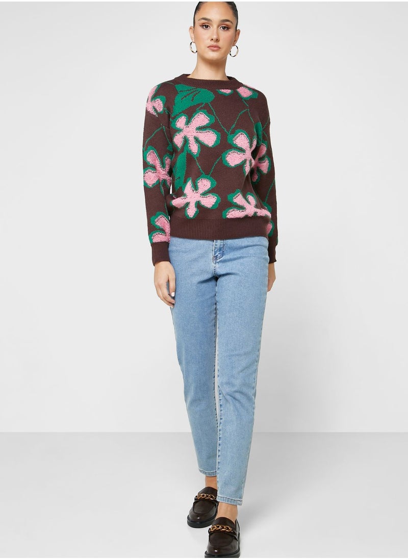ELLA - Floral Intarsia Sweater - Image 1