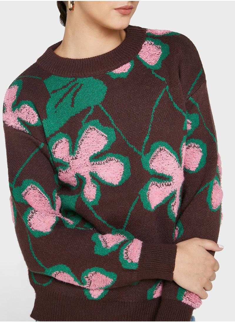 ELLA - Floral Intarsia Sweater - Image 1